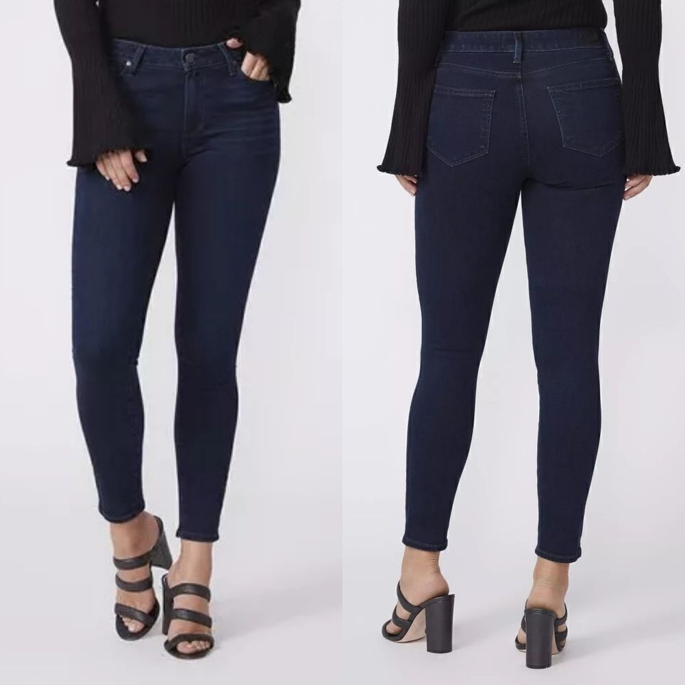 Paige Verdugo Crop Mid Rise Slim Skinny Jean in Midlake Tonak Dark Wash